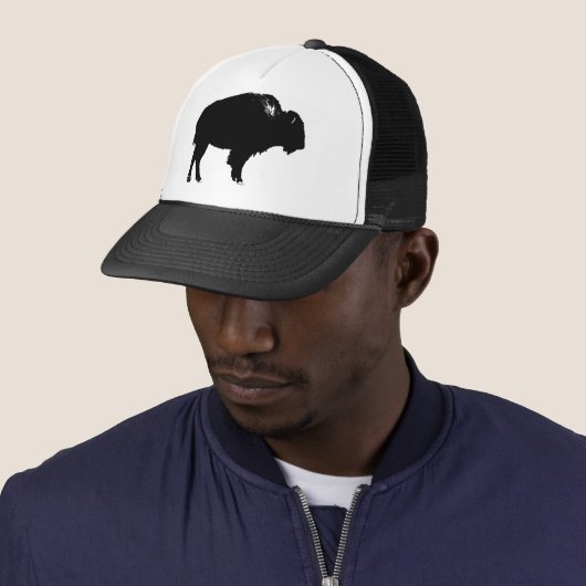 Black & White Bison Buffalo Silhouette Pop Truckerkappe (Beispiel)
