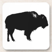 Black & White Bison Buffalo Silhouette Pop Untersetzer (Vorderseite)