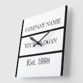 Black & White Block Style Company Name Quadratische Wanduhr (Winkel)