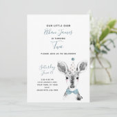 Black & White Blue Deer Boy 2. Geburtstag Einladung (Stehend Vorderseite)