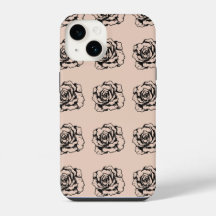 Black&White Blume Floral Phone Case für iPhone