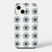 Black&White Blume Floral Phone Case für iPhone
