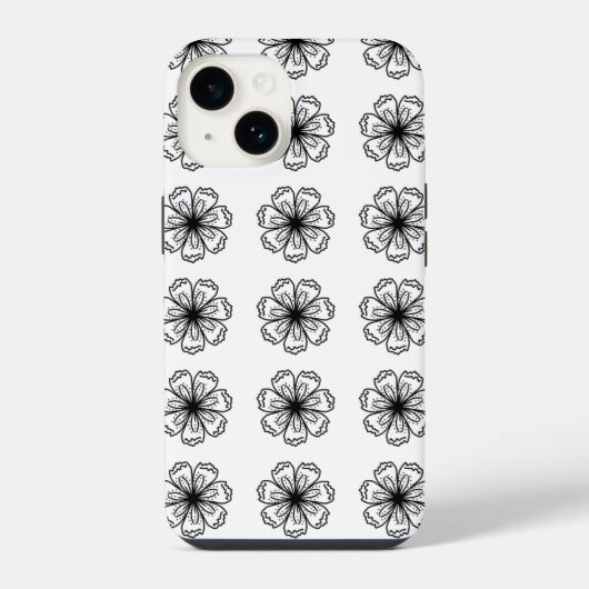 Black&White Blume Floral Phone Case für iPhone Hülle (Rückseite)