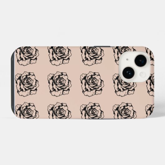 Black&White Blume Floral Phone Case für iPhone iPhone Hülle (Rückseite (Horizontal))