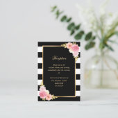 Black White Blush Pink Floral Wedding Reception Begleitkarte (Stehend Vorderseite)