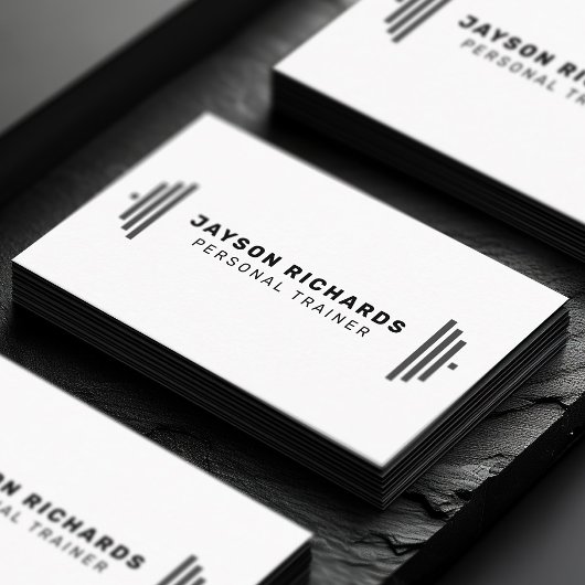 Black & White Bold Barbell Personal Trainer Simple Visitenkarte