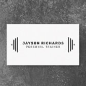 Black & White Bold Barbell Personal Trainer Simple Visitenkarte
