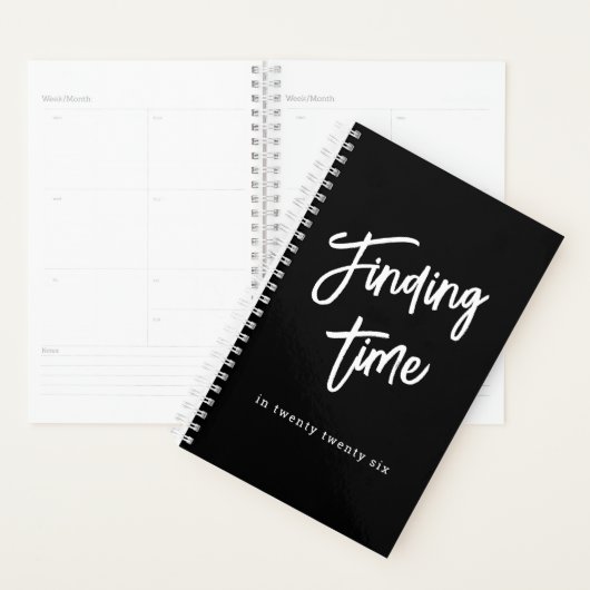 Black & White Bold Script Personalisierter Name  Planer (Anzeige)