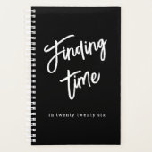 Black & White Bold Script Personalized Name  Planer (Vorderseite)