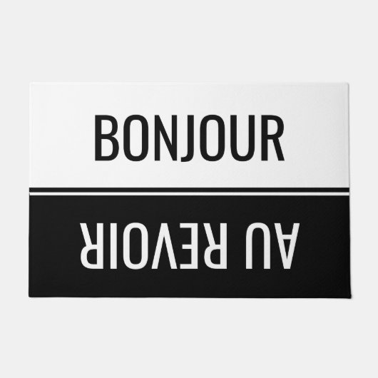 Black & White Bonjour & Au Revoir Custom Door Mat Fußmatte (Vorderseite)