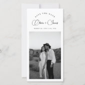 Black & White Bookmark Modern QR Code Photo Save The Date (Vorderseite)