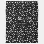 Black White Botanical Blanket Personalized Minimal Fleecedecke (Vorderseite)
