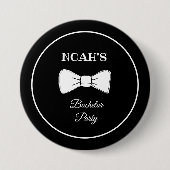 Black & White Bow Krawatte Moderne Chic Bachelor P Button (Vorderseite)