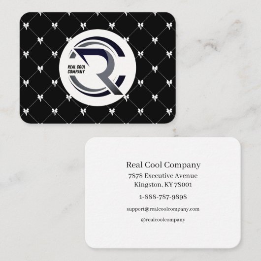Black & White Bow Monogram Business Card Visitenkarte (Vorne/Hinten)
