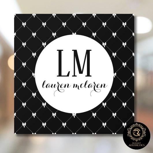 Black & White Bow Monogram Fensteraufkleber