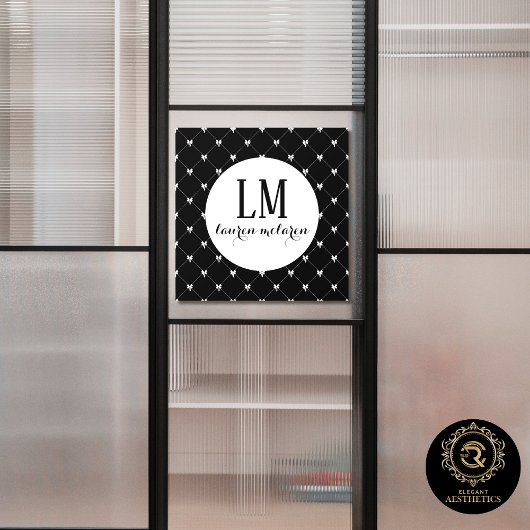 Black & White Bow Monogram Fensteraufkleber
