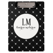 Black & White Bow Monogram Klemmbrett (Vorderseite)