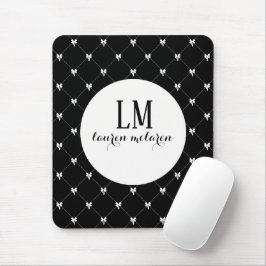 Black & White Bow Monogram Mousepad
