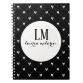 Black & White Bow Monogram Notizblock (Vorderseite)