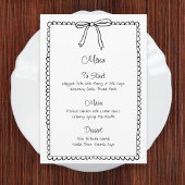 Black & White Bow Scallop Wedding Bridal Menü Menükarte