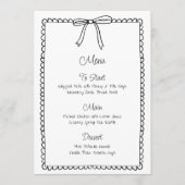 Black & White Bow Scallop Wedding Bridal Menü Menükarte (Vorderseite)