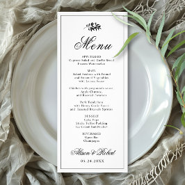 Black white branch Old Money wedding menu card Werbekarte