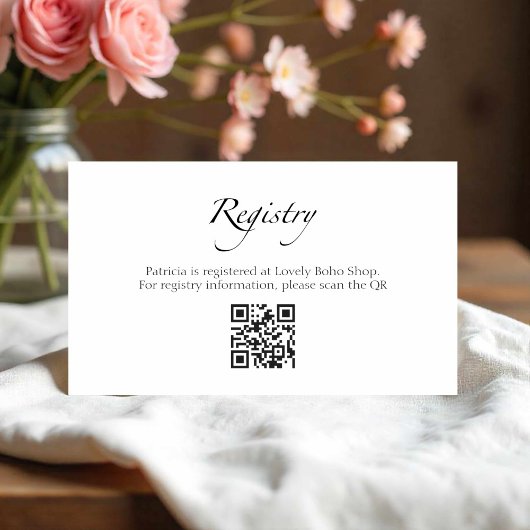 Black & White Brautparty Geschenk Registrierung QR Begleitkarte