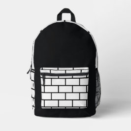 Black & White Brick Wall Urban Backpack Bedruckter Rucksack