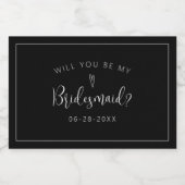 Black & White Bridesmaid-Bewerbungsformular Schaumweinetikett (Einzelnes Label)