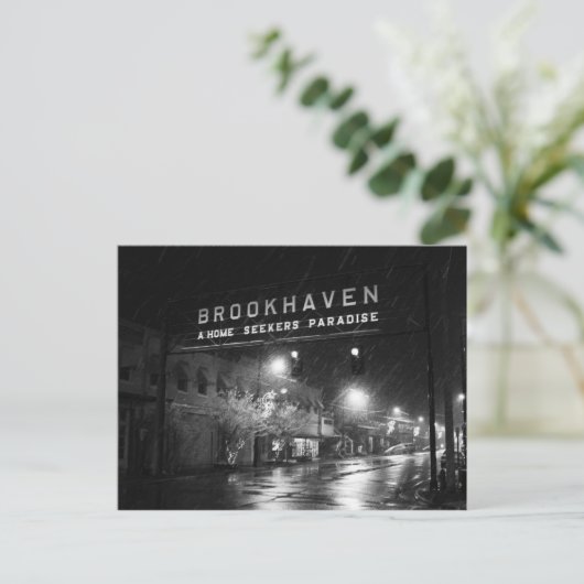 Black & White Brookhaven, Mississippi Stadtzeichen Postkarte (Stehend Vorderseite)