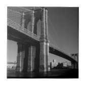 Black & White Brooklyn Bridge Fliese (Vorderseite)