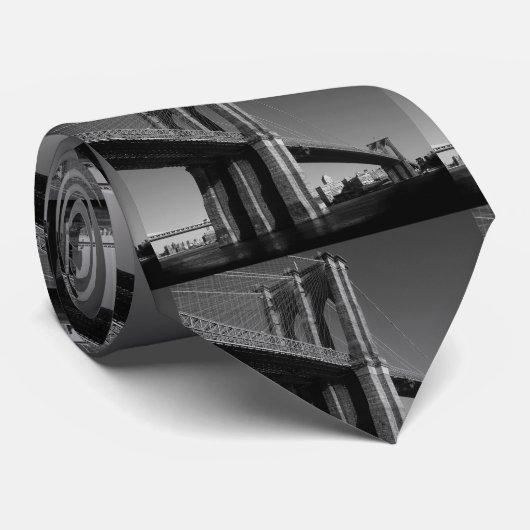Black & White Brooklyn Bridge Krawatte (Gerollt)