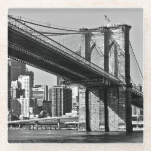Black & White Brooklyn Bridge New York Glasuntersetzer