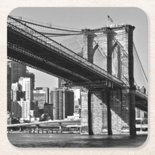 Black & White Brooklyn Bridge New York Rechteckiger Pappuntersetzer