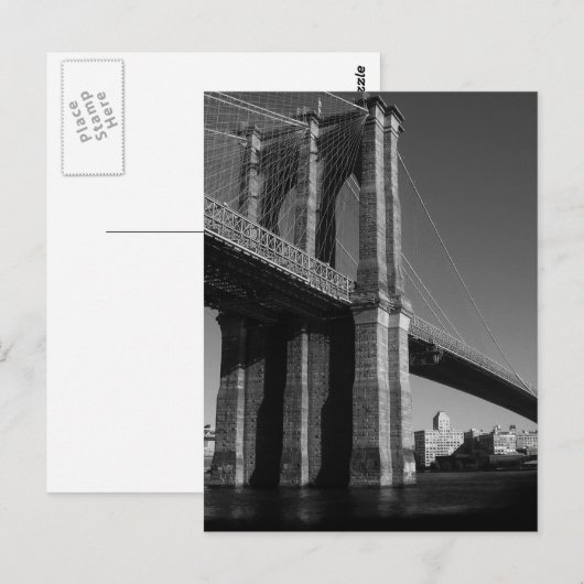 Black & White Brooklyn Bridge Postkarte (Vorne/Hinten)