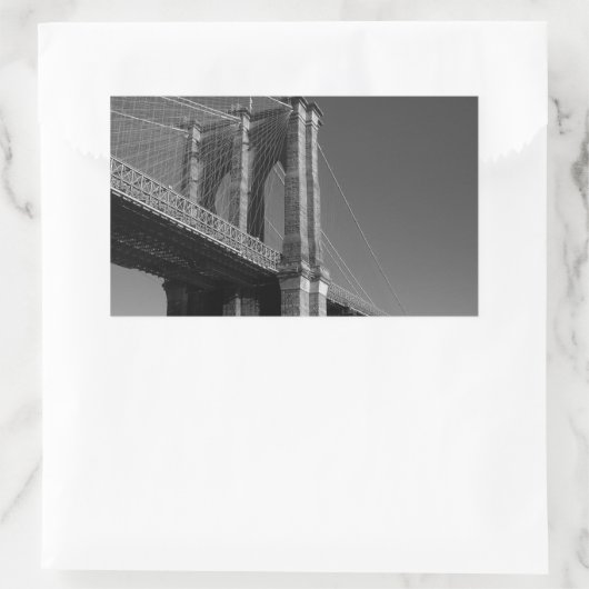 Black & White Brooklyn Bridge Rechteckiger Aufkleber (Tasche)