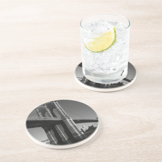 Black & White Brooklyn Bridge Sandstein Untersetzer (Seite)