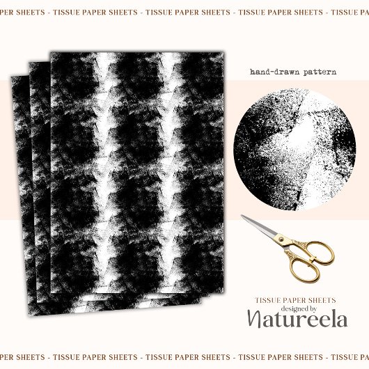 Black White Brushstrokes Collage Tissue Paper Seidenpapier