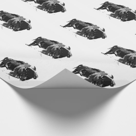 Black & White Buffalo Bison Geschenkpapier (Ecke)