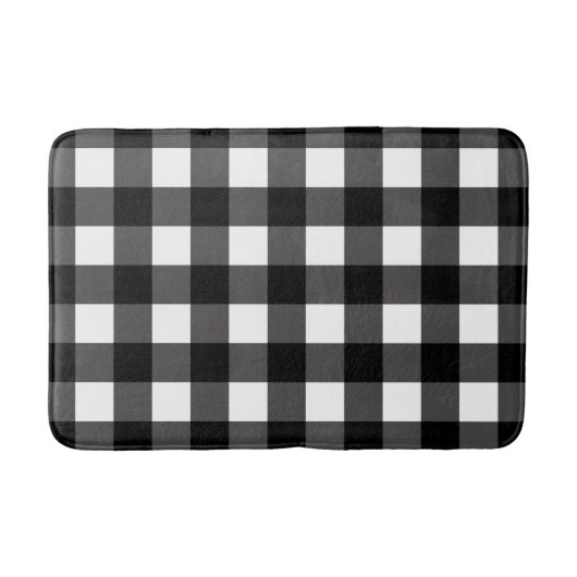 Black & White Buffalo Gingham Checkered Kariert Badematte (Vorderseite)