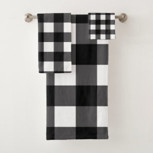 Black & White Buffalo Gingham Checkered Kariert Badhandtuch Set