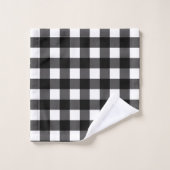 Black & White Buffalo Gingham Checkered Kariert Badhandtuch Set (Waschlappen)