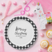 Black & White Buffalo Kariertes Minimalistisches W Pappteller (Party)