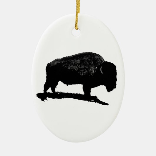 Black & White Buffalo Keramikornament (Vorne)