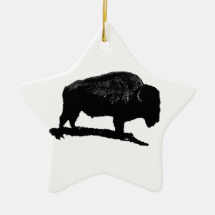 Black & White Buffalo Keramikornament