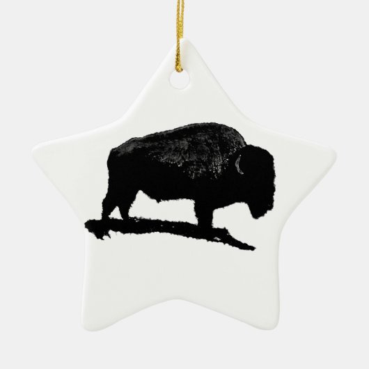 Black & White Buffalo Keramikornament (Vorne)