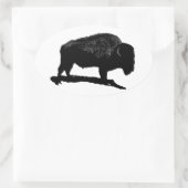 Black & White Buffalo Ovaler Aufkleber (Tasche)