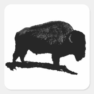 Black & White Buffalo Quadratischer Aufkleber