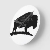 Black & White Buffalo Runde Wanduhr (Winkel)