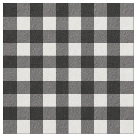 Black & White Buffalo Scheckte Kariert rustikal Stoff (Nahaufnahme)